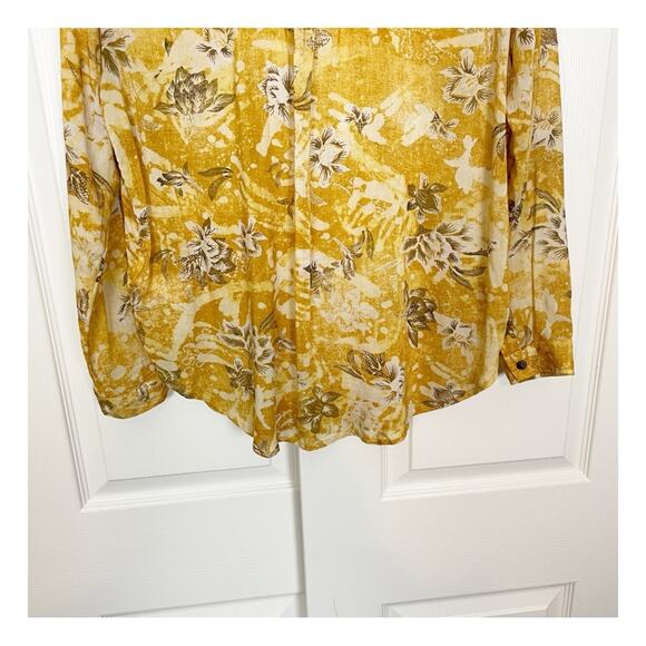 Anthropologie Pilcro Mustard Batik Floral L/S Viscose Blouse - Picture 7 of 10